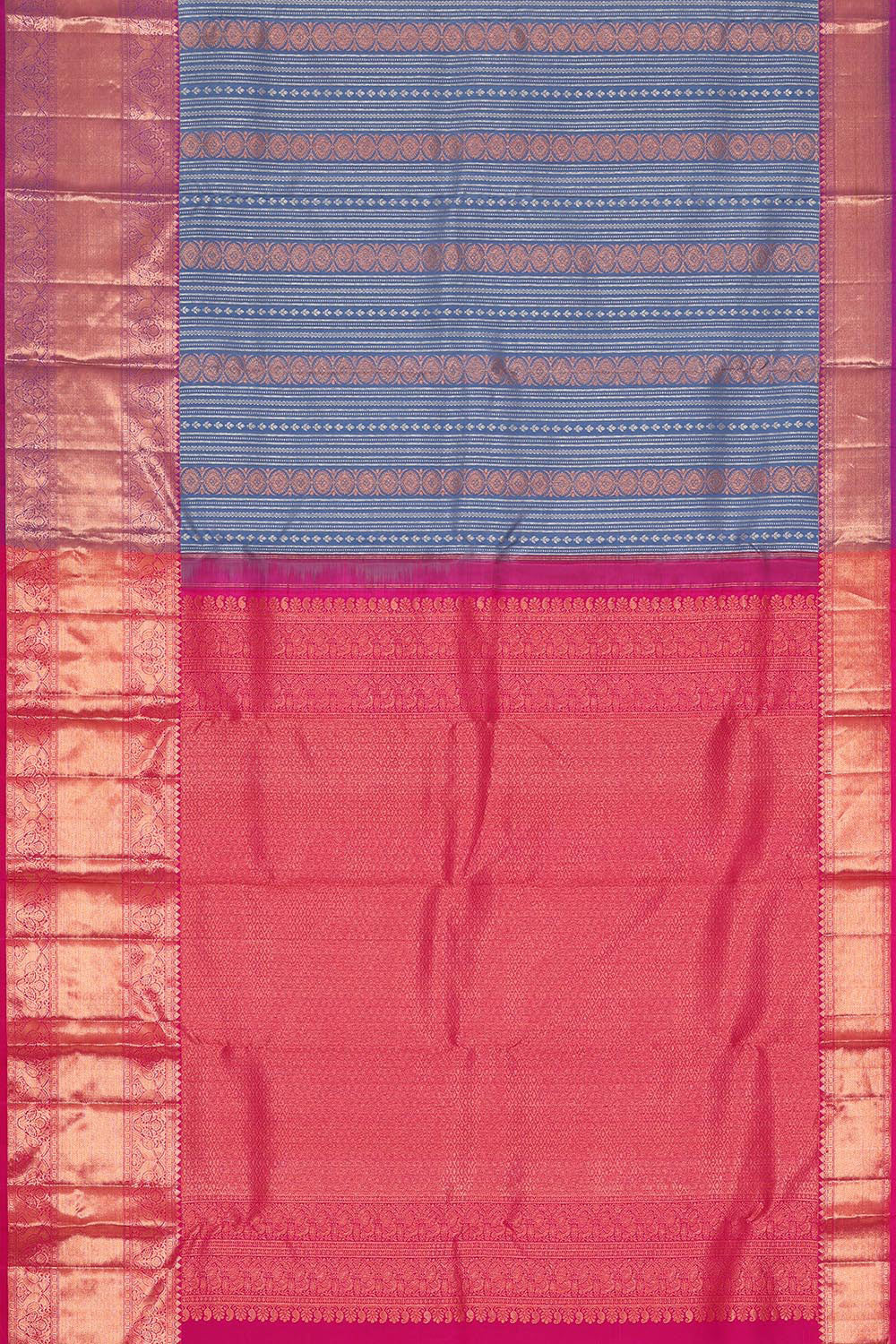 Image of Kanchipattu Dark Ocean Blue Brocade Saree